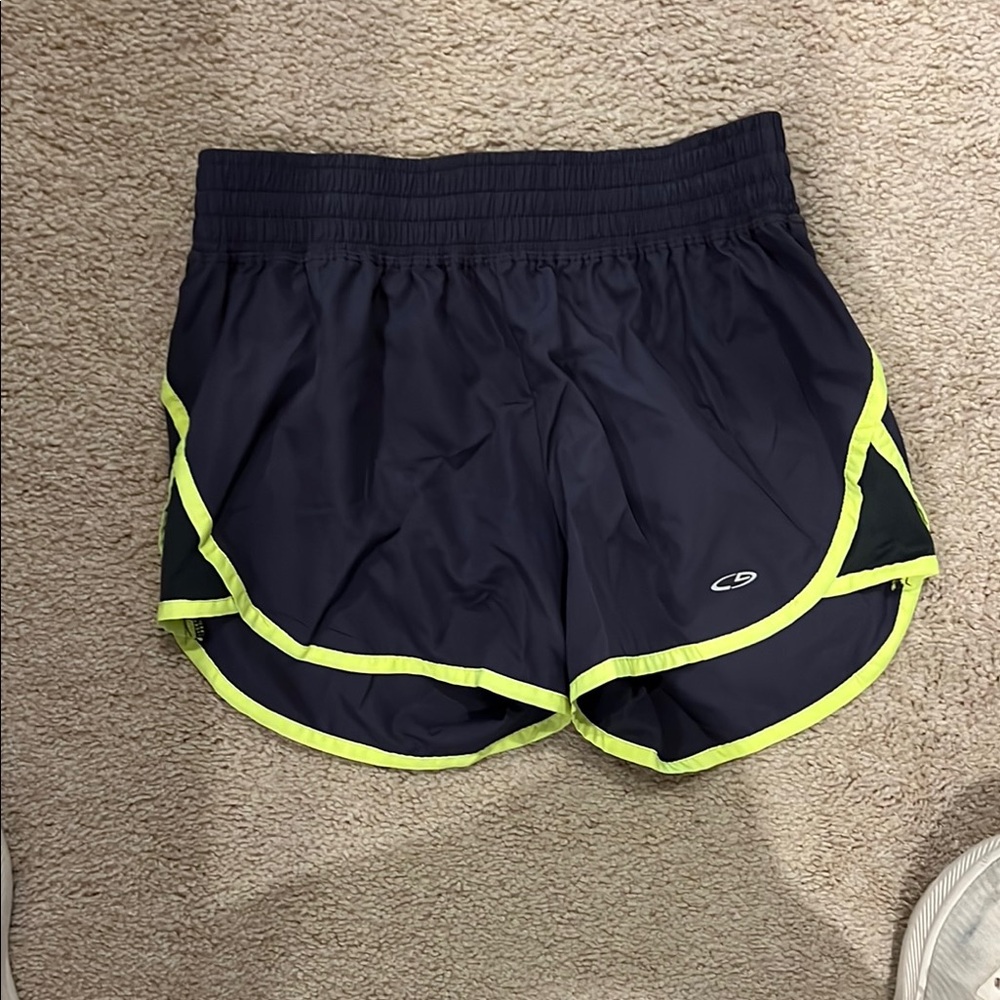 Champion Black and Yellow Athletic Shorts Performance Design